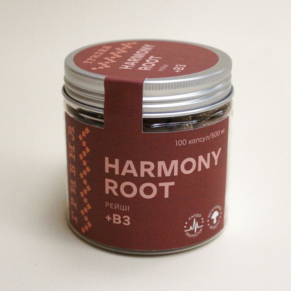 Harmony Root, Рейши+В3, 600мг, 100vcaps K003303 фото