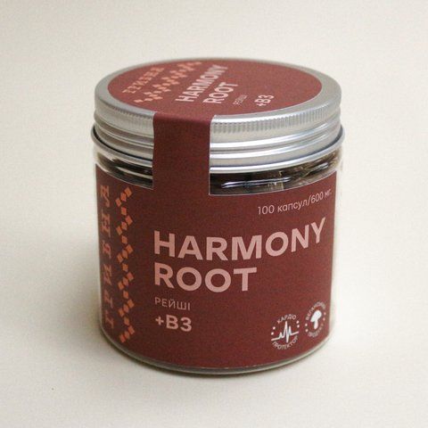 Harmony Root, Рейши+В3, 600мг, 100vcaps K003303 фото